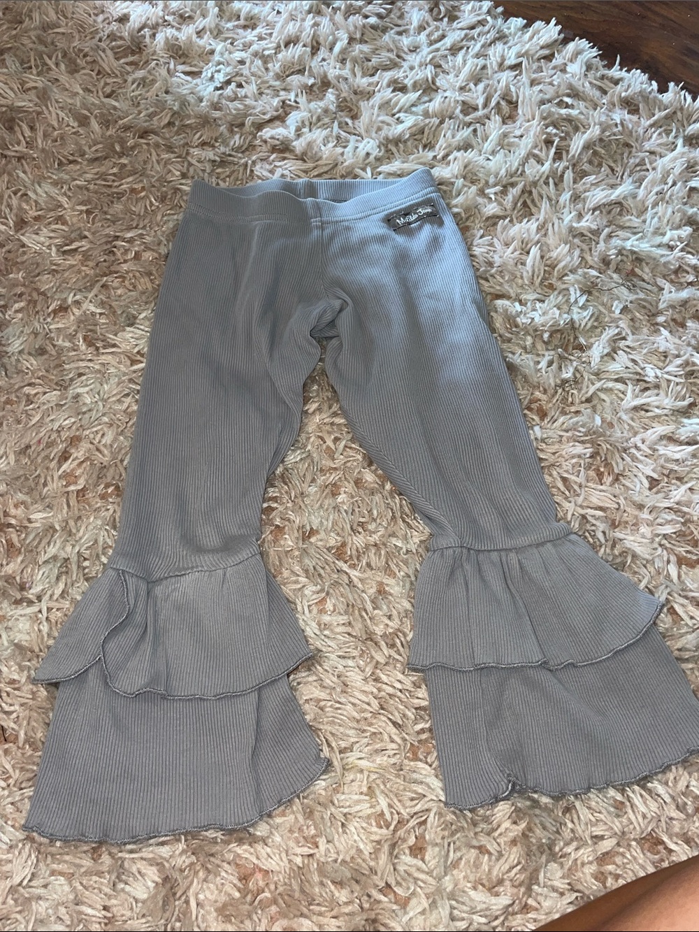 Kids Gray Ruffle Flare Leggings